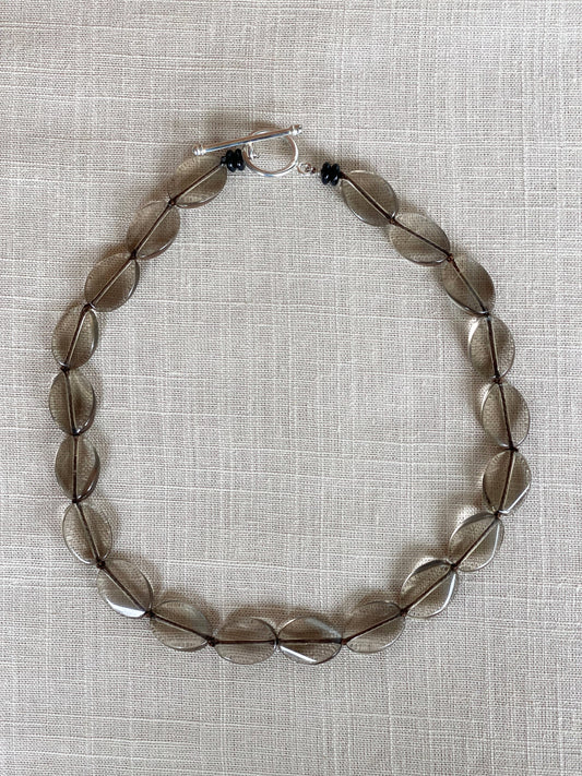 "Riding the Smoky Quartz Wave" Beaded Necklace